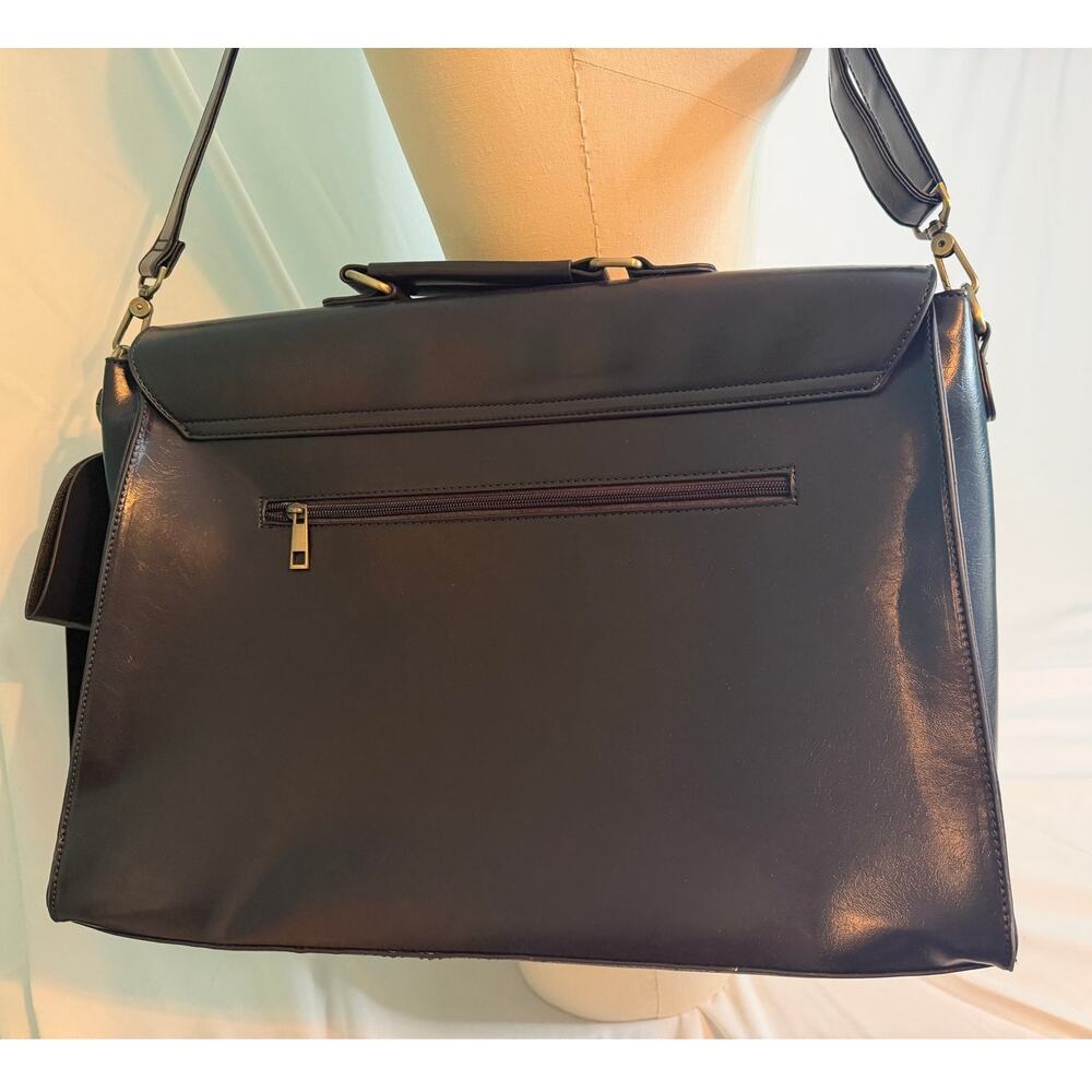 ECOSUSI Navy Faux (Vegan) Leather Briefcase/Messanger Bag NWOT - Picture 3 of 8